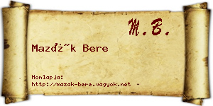 Mazák Bere névjegykártya
